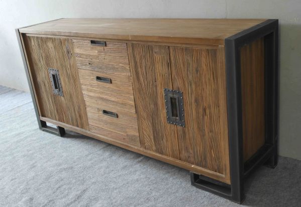 Metaal met geborsteld teak - Baldo dressoir