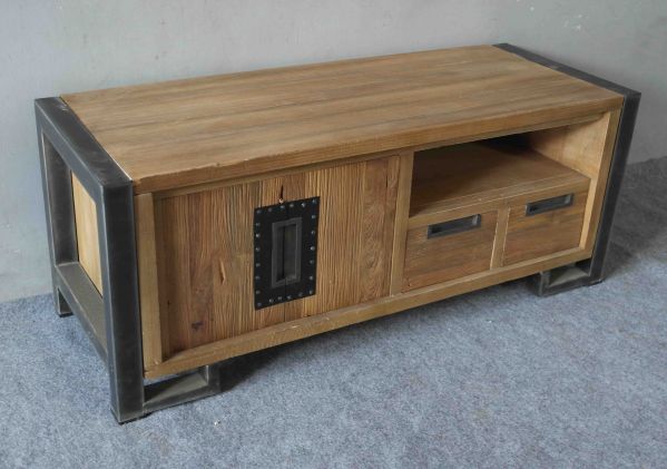 Metaal met geborsteld teak - Baldo tv kast