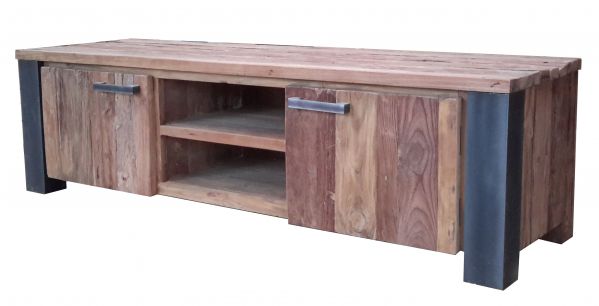 Metaal met geborsteld teak - Ramses tv dressoir 175