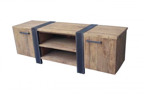 Metaal met geborsteld teak - Seti tv dressoir