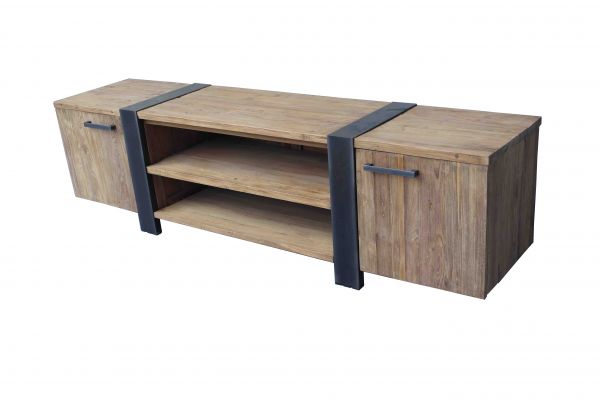 Metaal met geborsteld teak - Seti tv dressoir 200