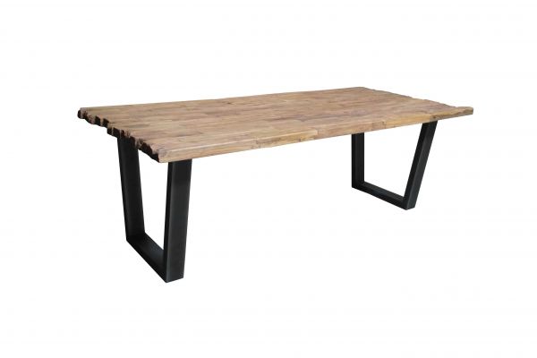 Metaal met geborsteld teak - Tafel Mozaic 180